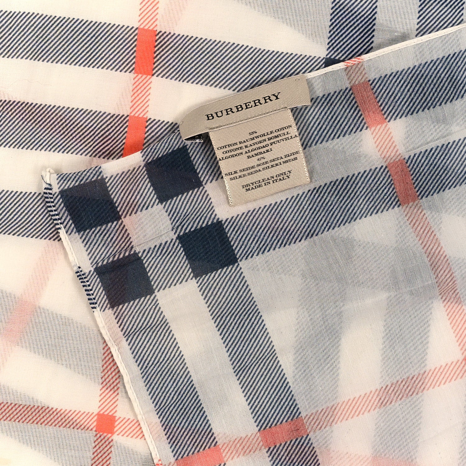 Burberry Wool Silk Gauze Giant Check Lightweight Scarf White Multicolor 3 of 3