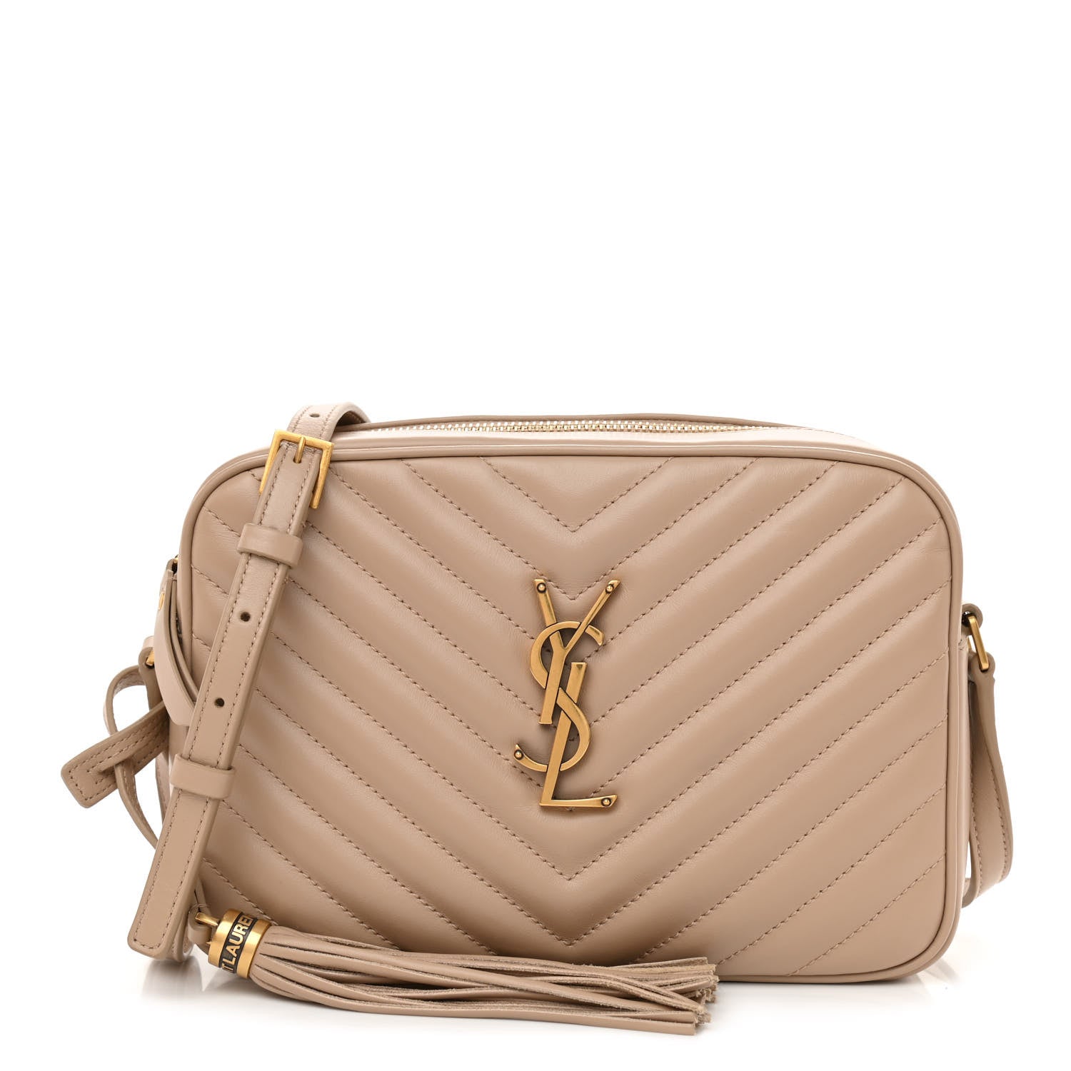 Saint Laurent Calfskin Matelasse Monogram Lou Camera Bag Dark Beige 1 of 8