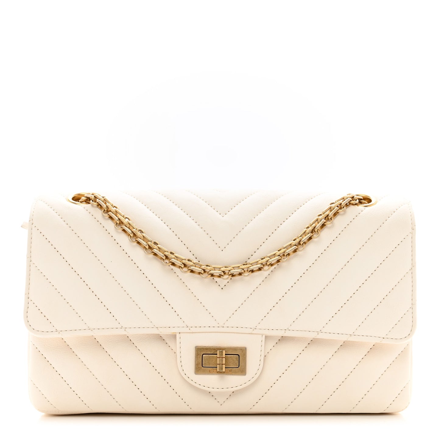 Aged Calfskin Chevron Quilted 2.55 Reissue 225 Flap White