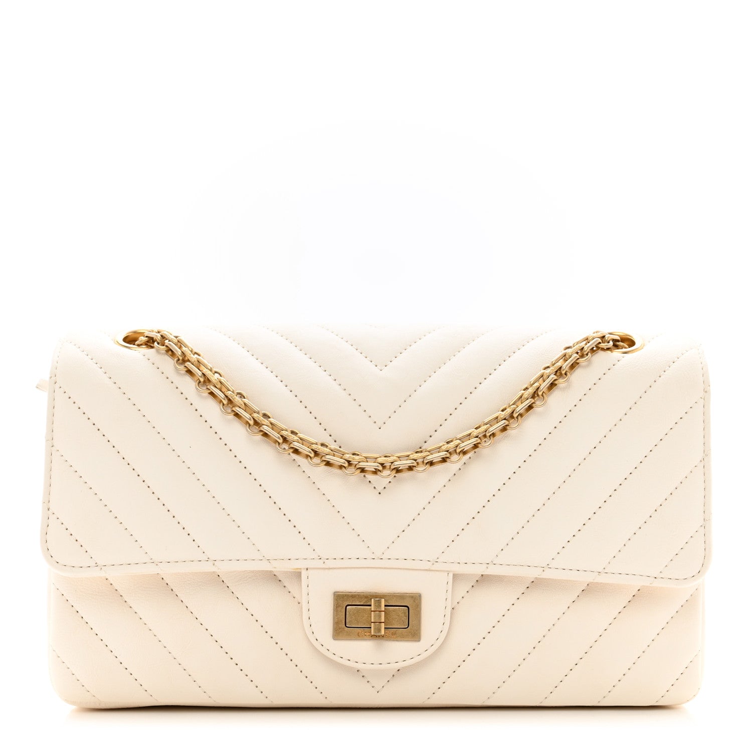 Chanel Aged Calfskin Chevron Quilted 2.55 Reissue 225 Flap White 1 of 9