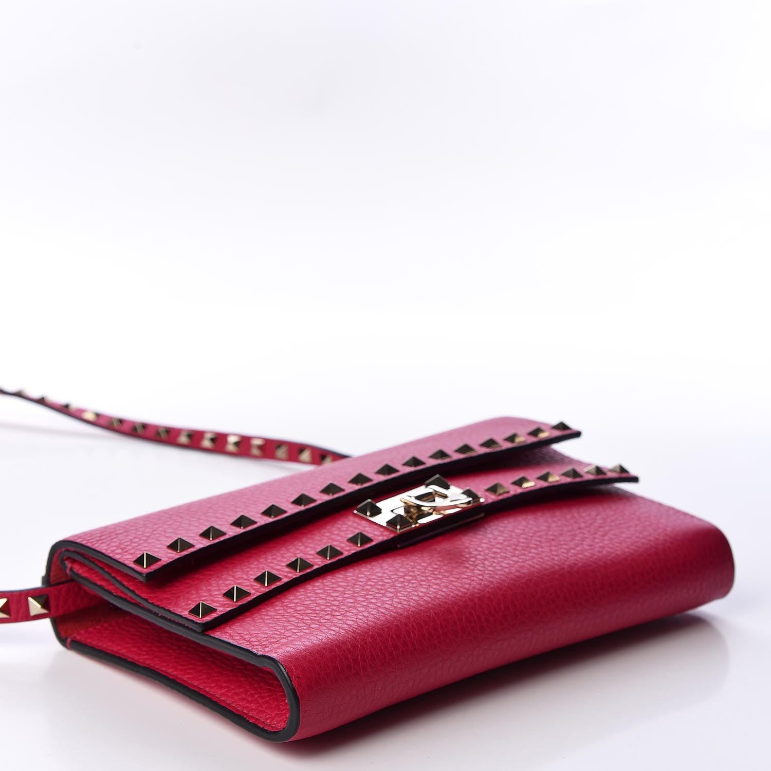 Valentino Garavani Pebbled Calfskin Rockstud Double Flap Crossbody Bag Blossom 3 of 8