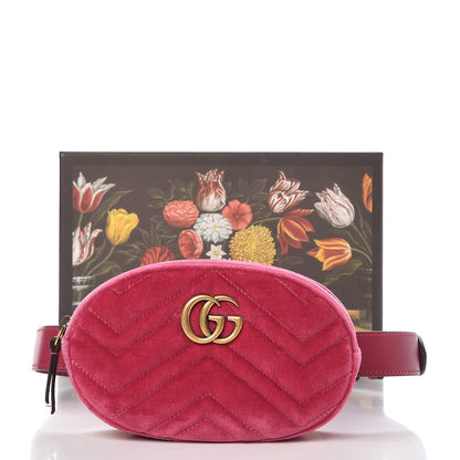 Gucci Velvet Matelasse GG Marmont Belt Bag 75 30 Light Raspberry Rose 12 of 12