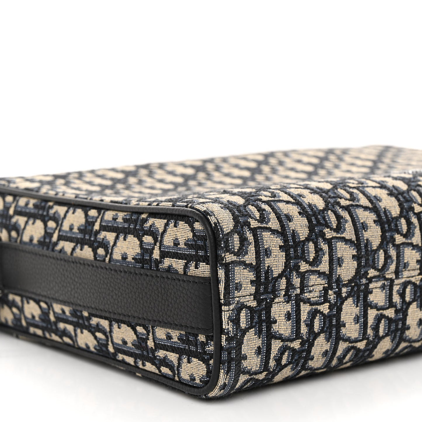 Oblique Jacquard Grained Calfskin Lingot Pouch Beige Black
