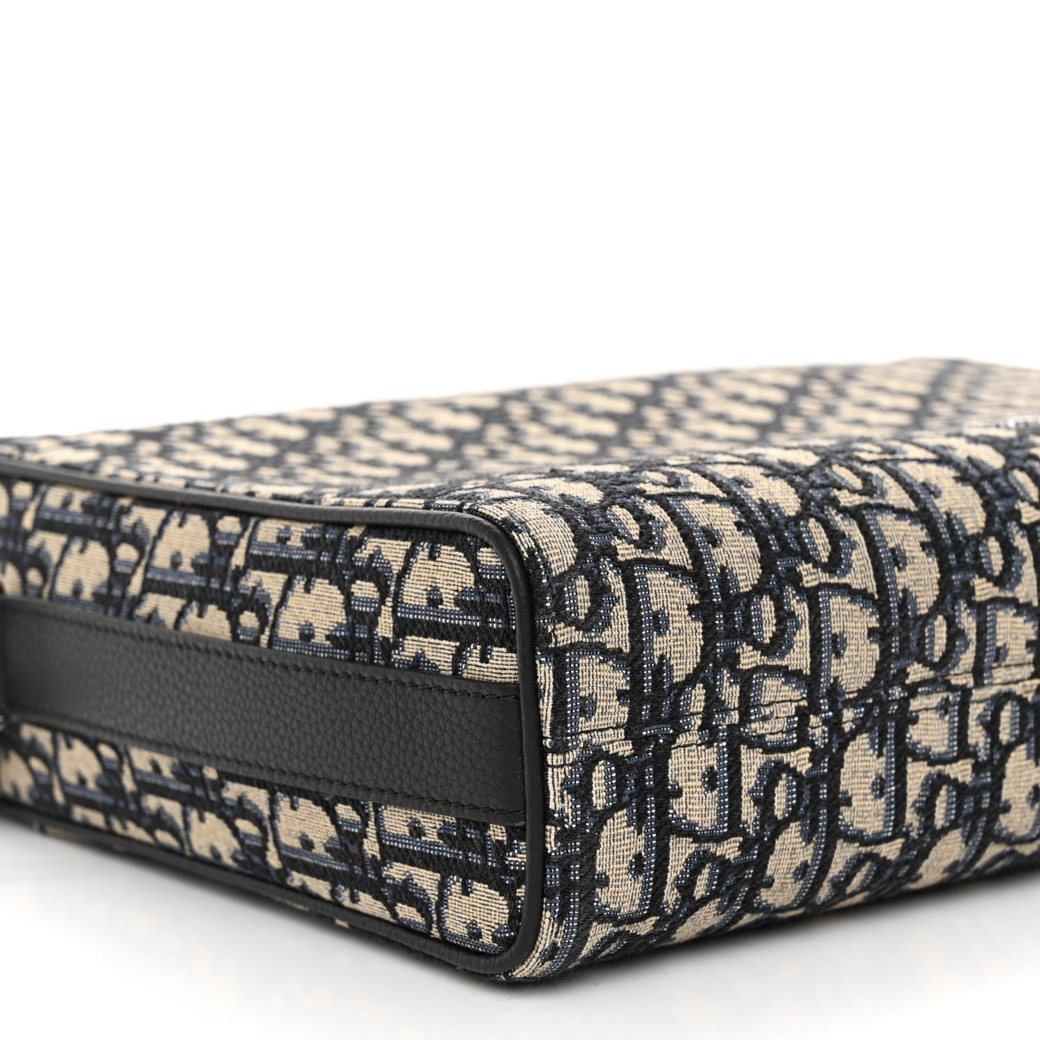 Christian Dior Oblique Jacquard Grained Calfskin Lingot Pouch Beige Black 8 of 10
