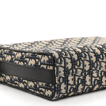 Christian Dior Oblique Jacquard Grained Calfskin Lingot Pouch Beige Black 8 of 10