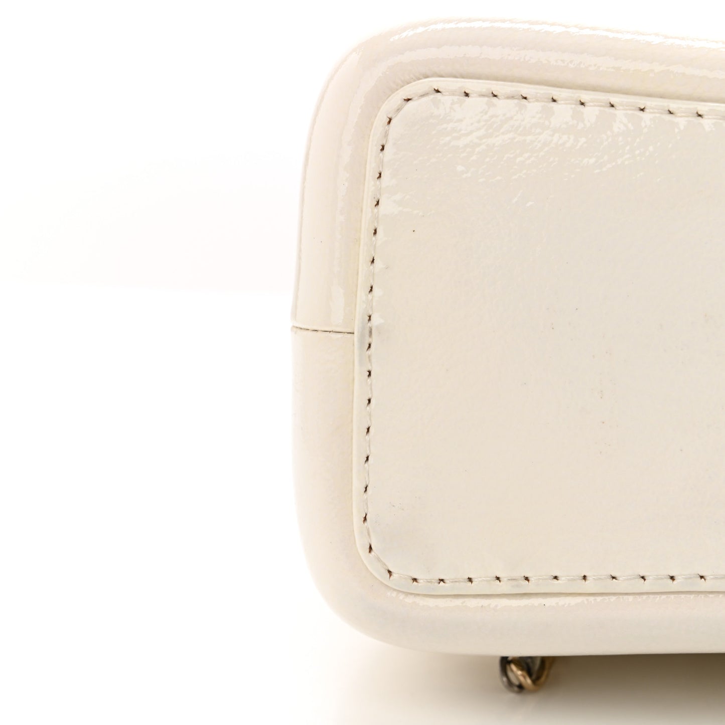 Patent Goatskin Quilted Small Gabrielle Backpack White