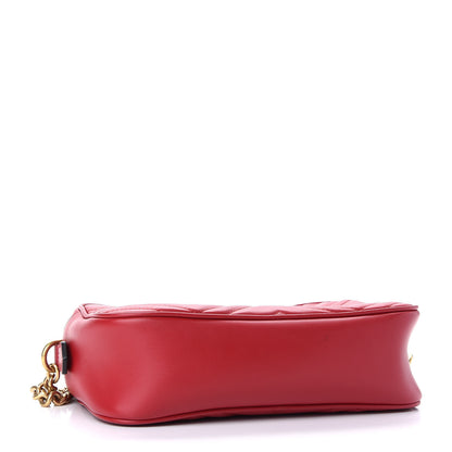 Gucci Calfskin Matelasse Small GG Marmont Chain Shoulder Bag Hibiscus Red 4 of 12
