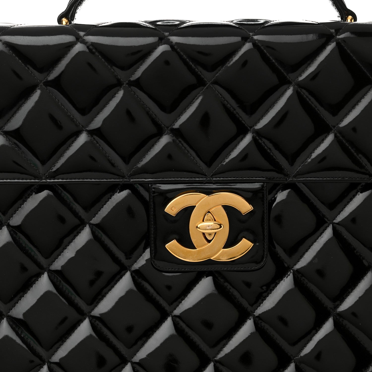 Chanel Patent Quilted Briefcase Laptop Bag Black 8 of 16