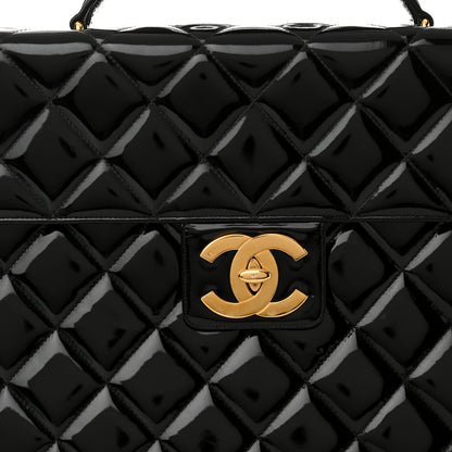 Chanel Patent Quilted Briefcase Laptop Bag Black 8 of 16