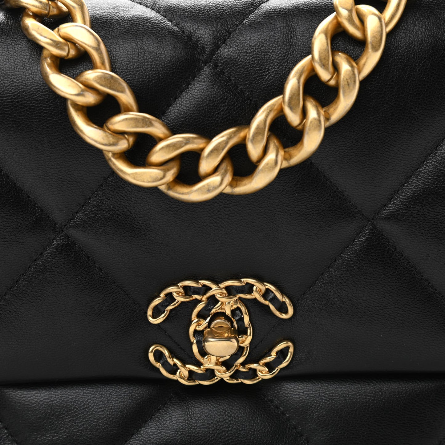 Goatskin Quilted Large Chanel 19 Flap Black