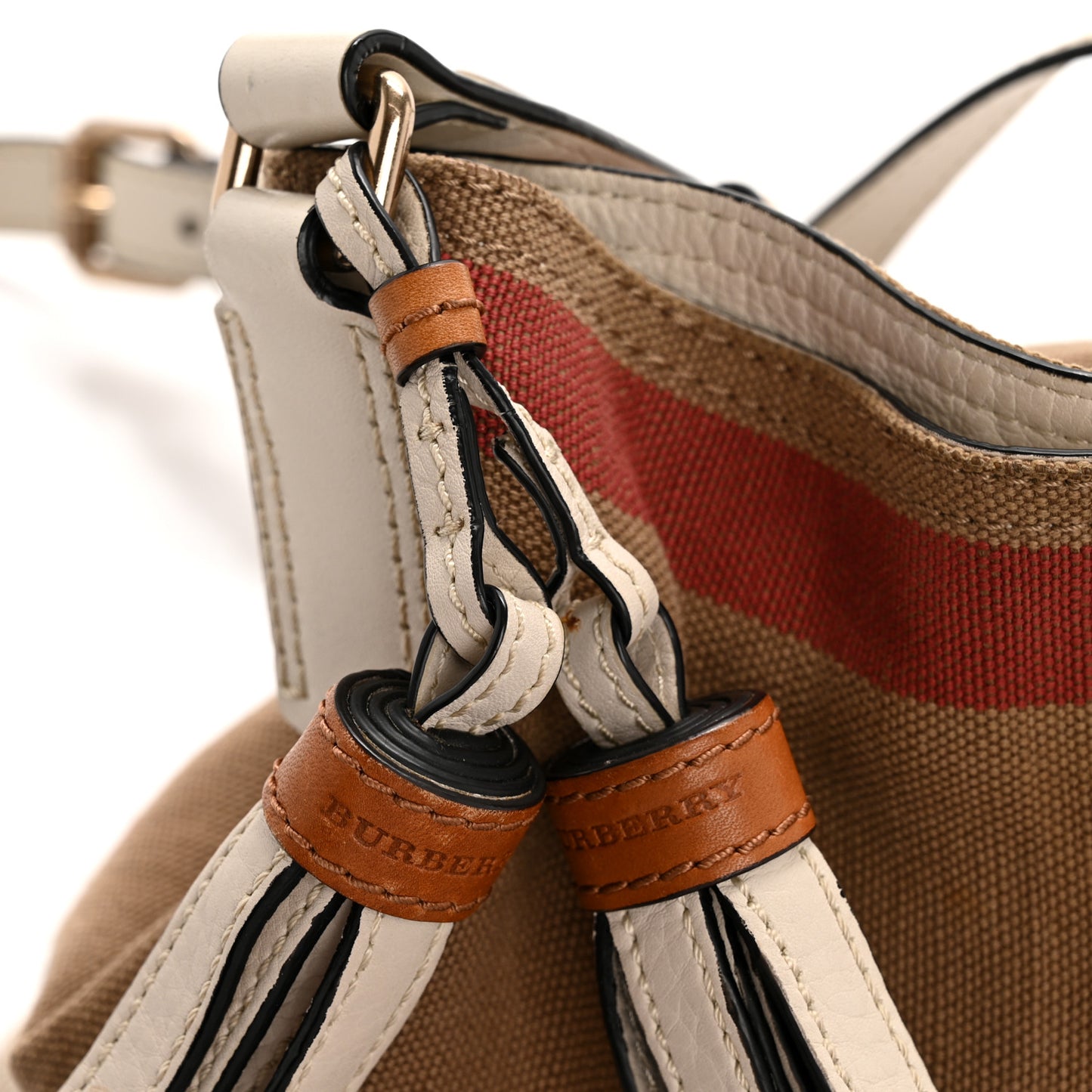 Canvas Mega Check Mini Ashby Tassel Crossbody  White