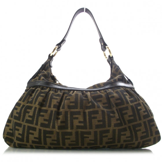 Fendi Zucca Cuoio Lucido Hobo Tobacco Moro 1 of 12