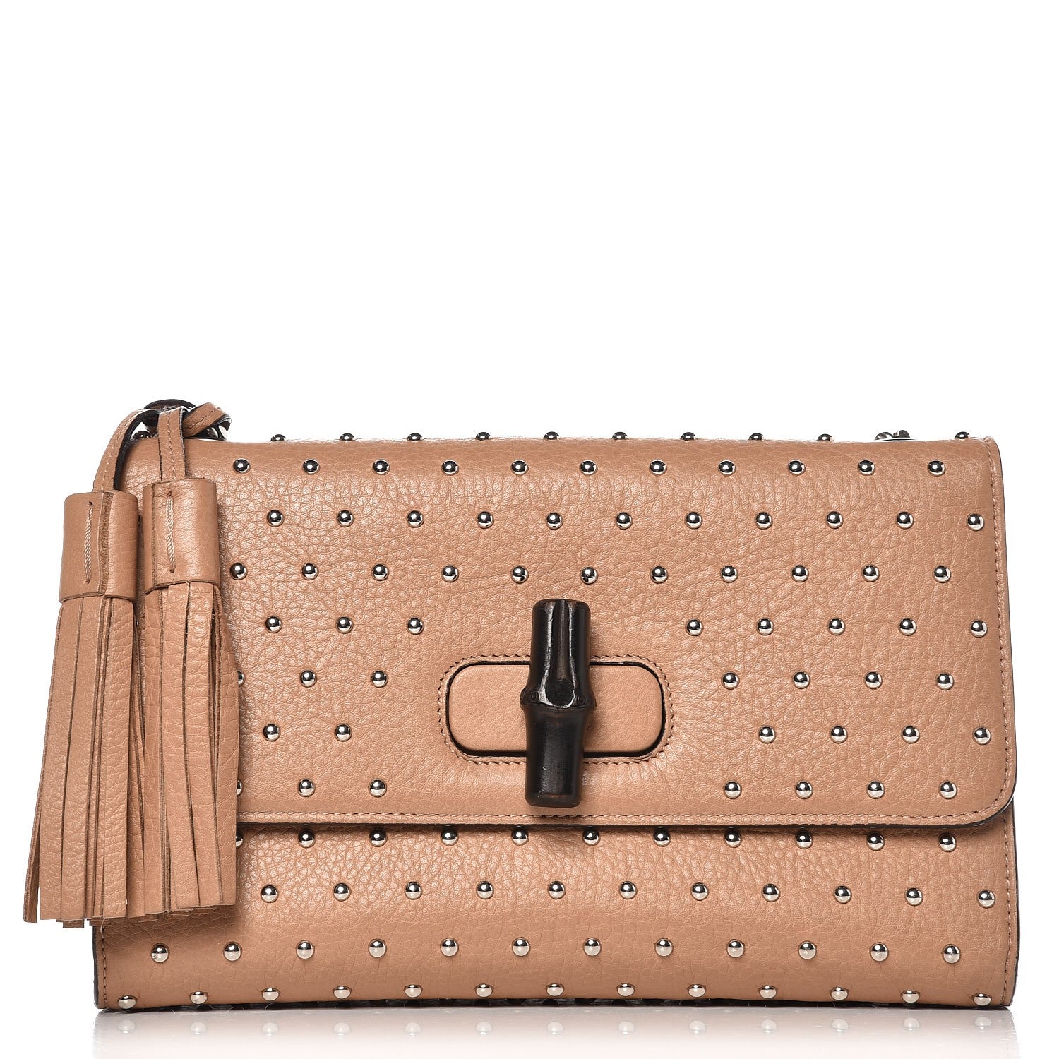 Gucci Calfskin Studded Medium Miss Bamboo Shoulder Bag Camelia 1 of 7