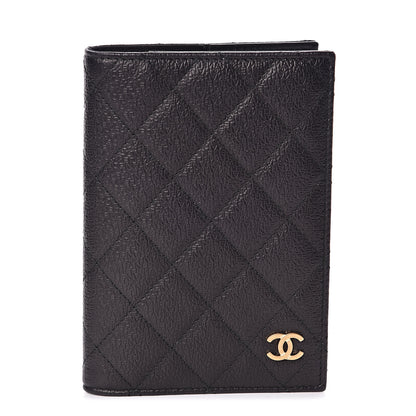 Chanel Letter Calfskin Embossed Quilted Passport Holder Black 1 of 8