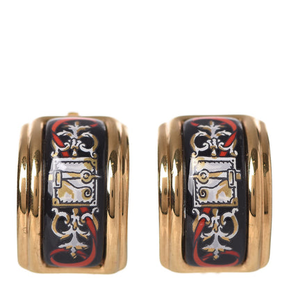 Hermes Enamel Clip On Earrings Gold 1 of 5