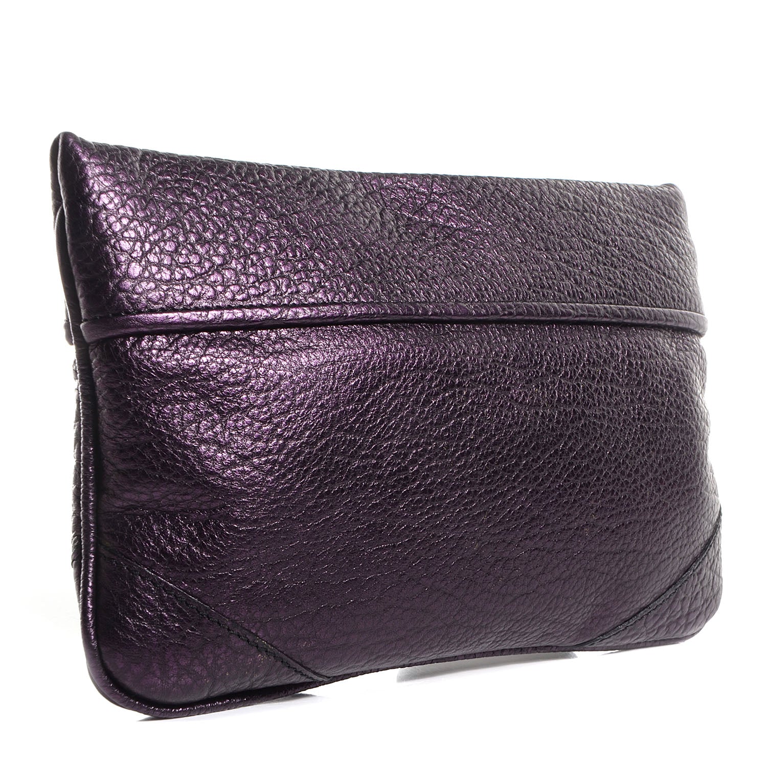 Burberry Metallic Grainy Calfskin Nevin Large Pouch Blackberry 3 of 10
