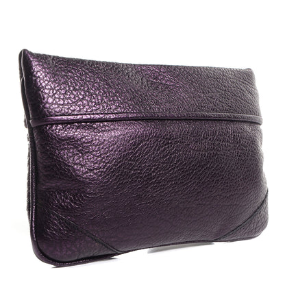 Burberry Metallic Grainy Calfskin Nevin Large Pouch Blackberry 3 of 10