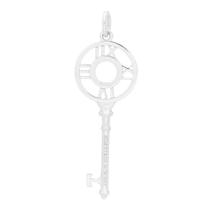 Tiffany 18K White Gold Diamond Atlas Key Pendant 4 of 5