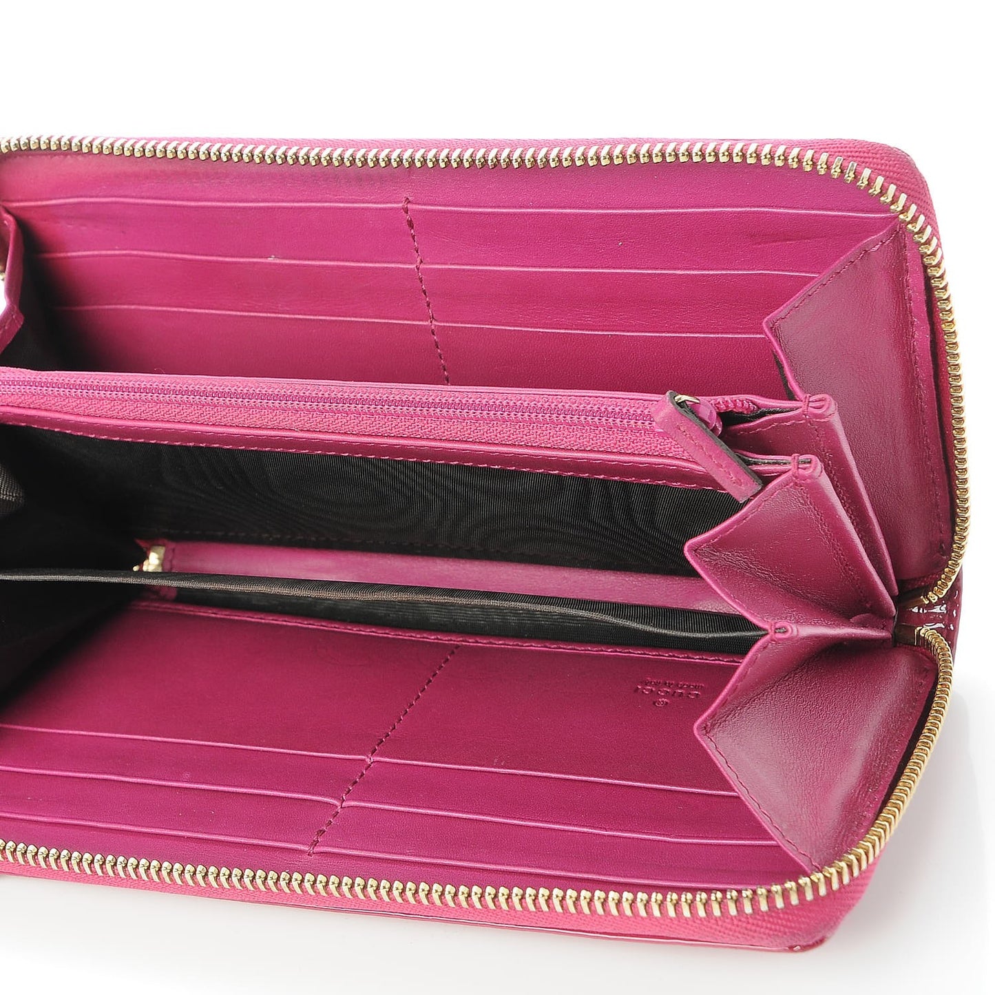 Patent Microguccissima Nice Zip Around Wallet Bright Bouganville