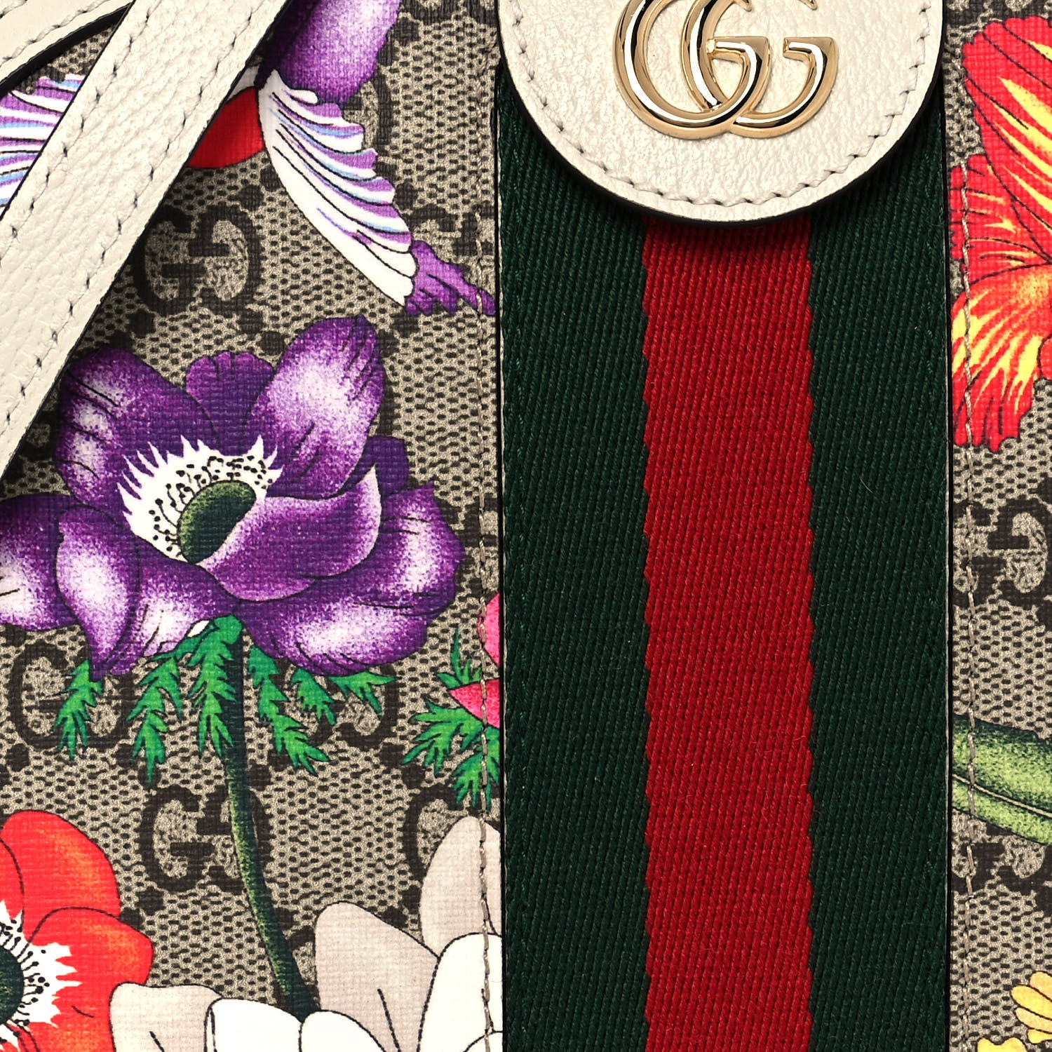 Gucci GG Supreme Monogram Flora Web GG Small Ophidia Dome Shoulder Bag White 8 of 13