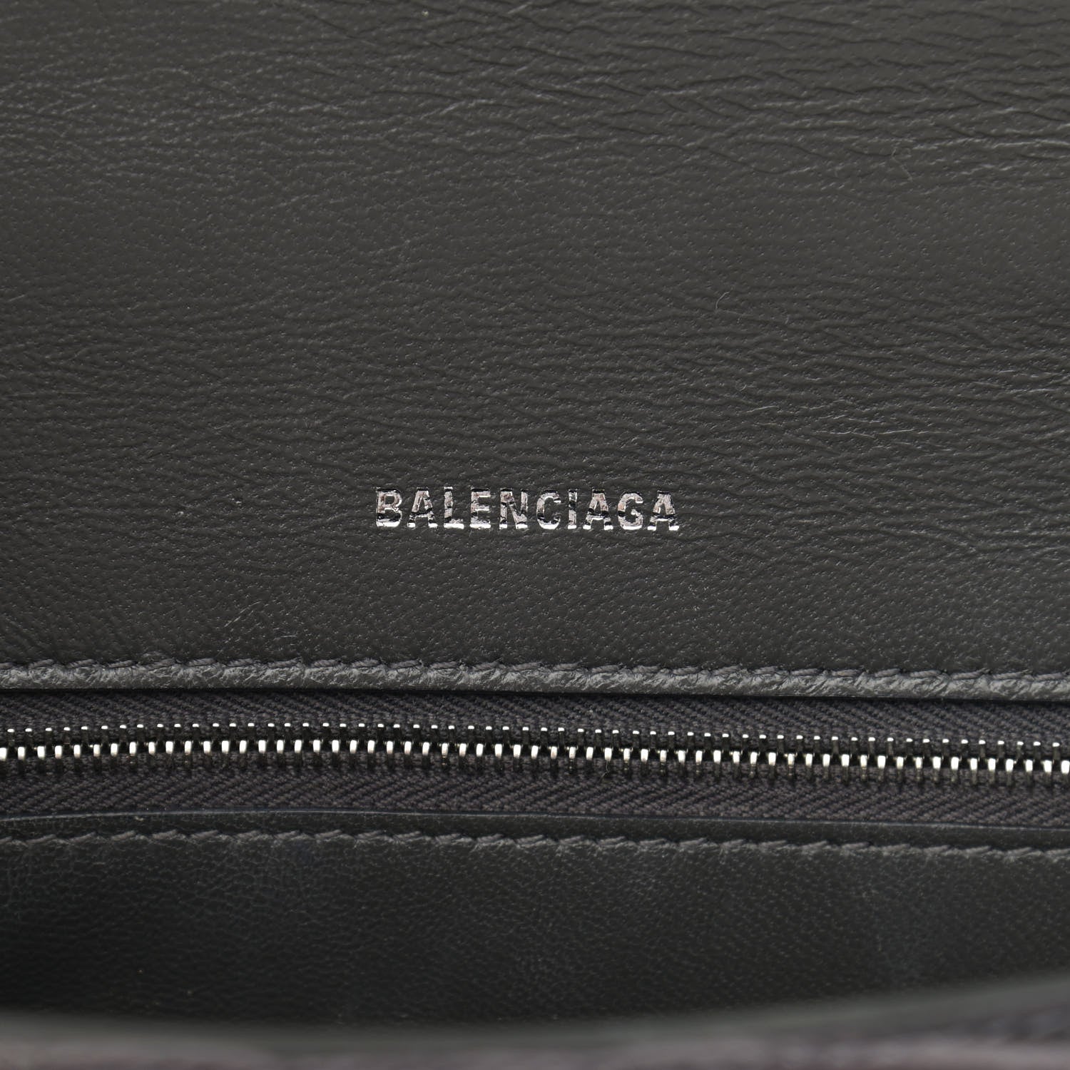 Balenciaga Shiny Calfskin Crocodile Embossed Small Hourglass Top Handle Bag Dark Grey 6 of 11