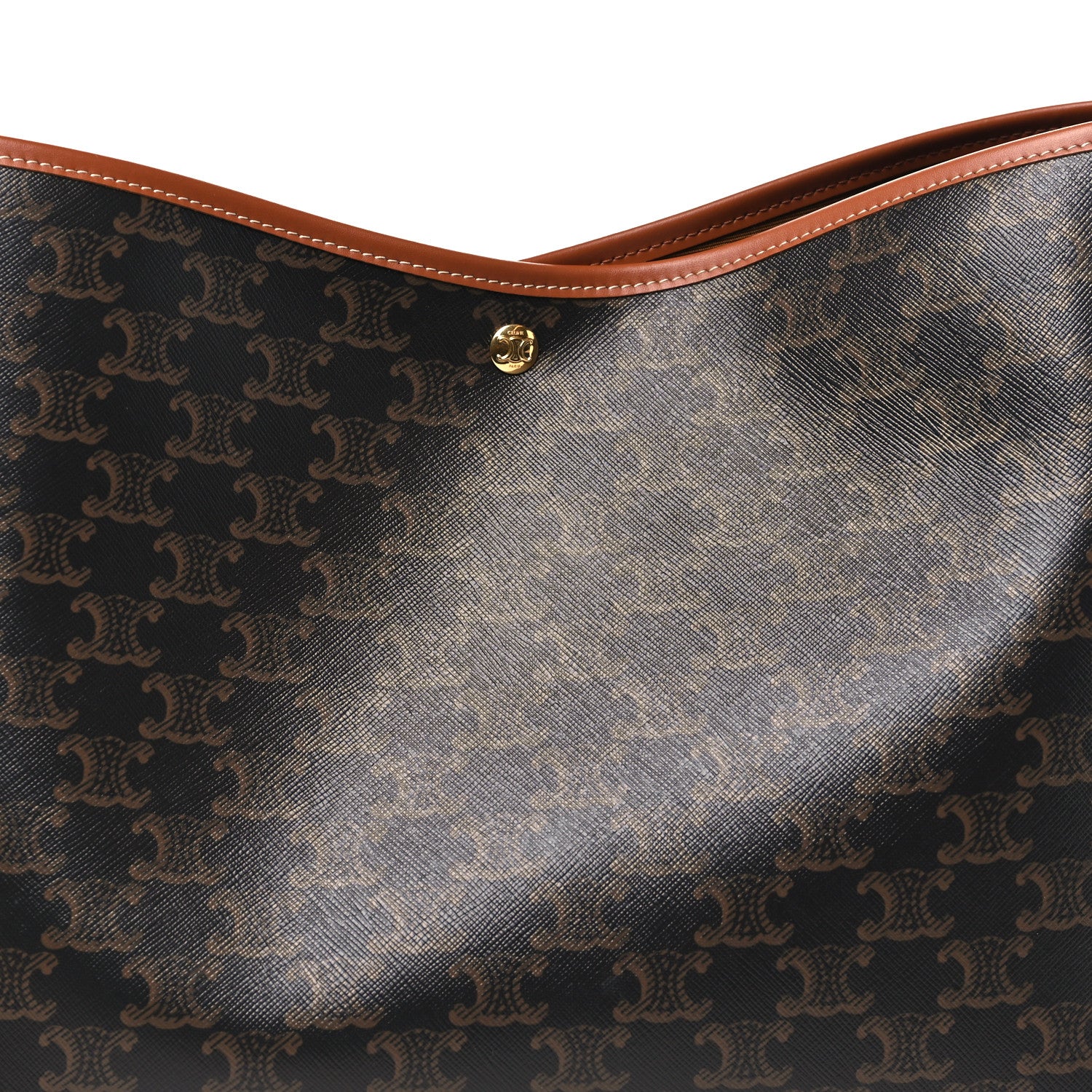 Celine Triomphe Canvas Calfskin Shopper Tote Tan 8 of 11