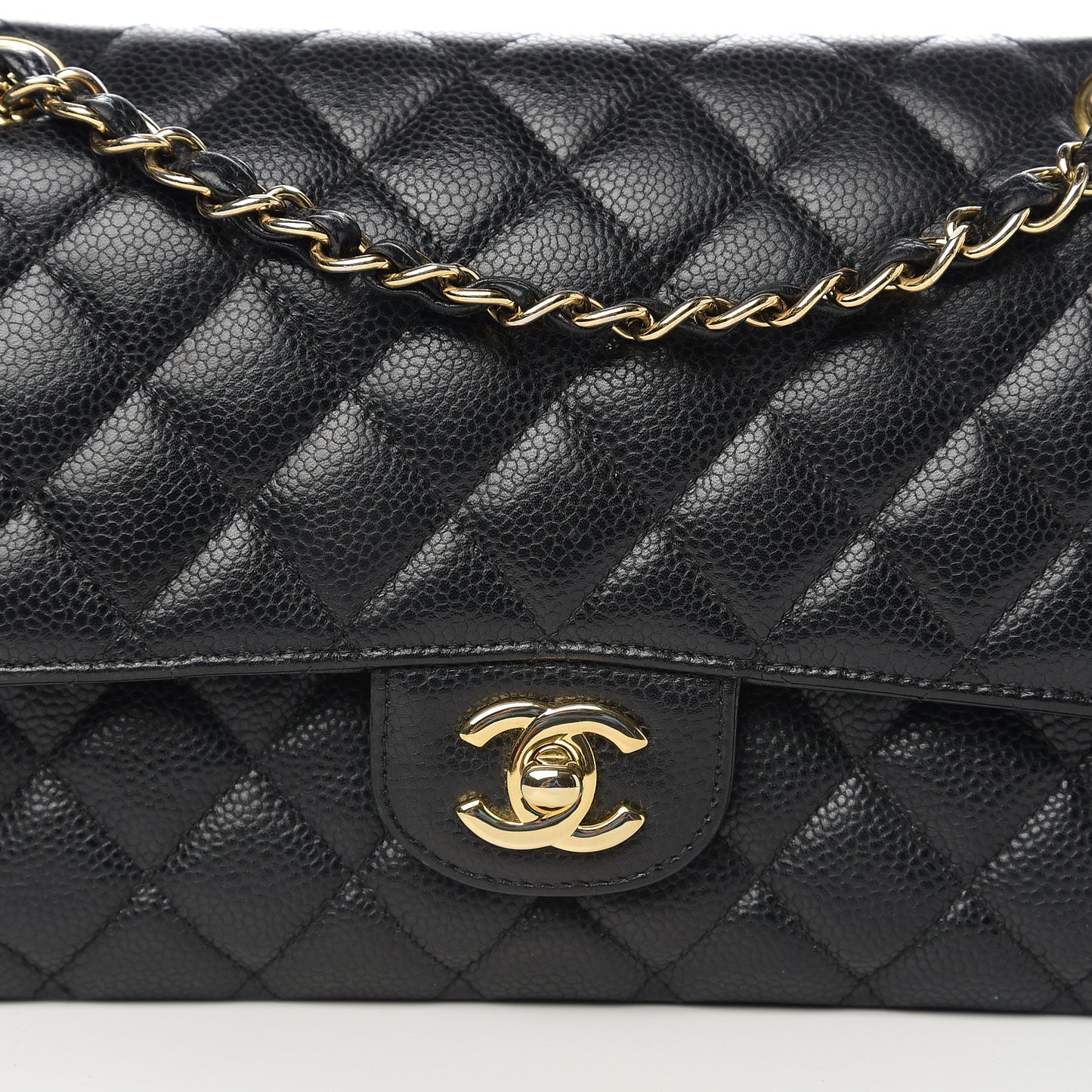 Caviar Quilted Medium Double Flap Black