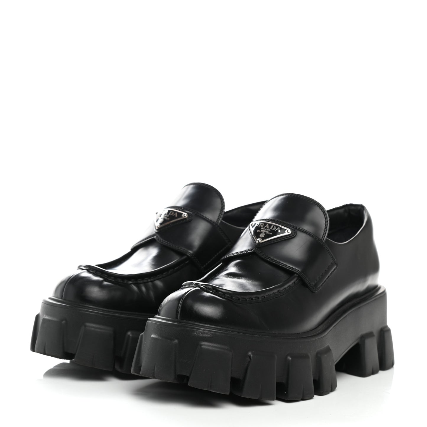 Spazzolato Rois Metal Triangle Logo Monolith 55mm Loafers 37.5 Black