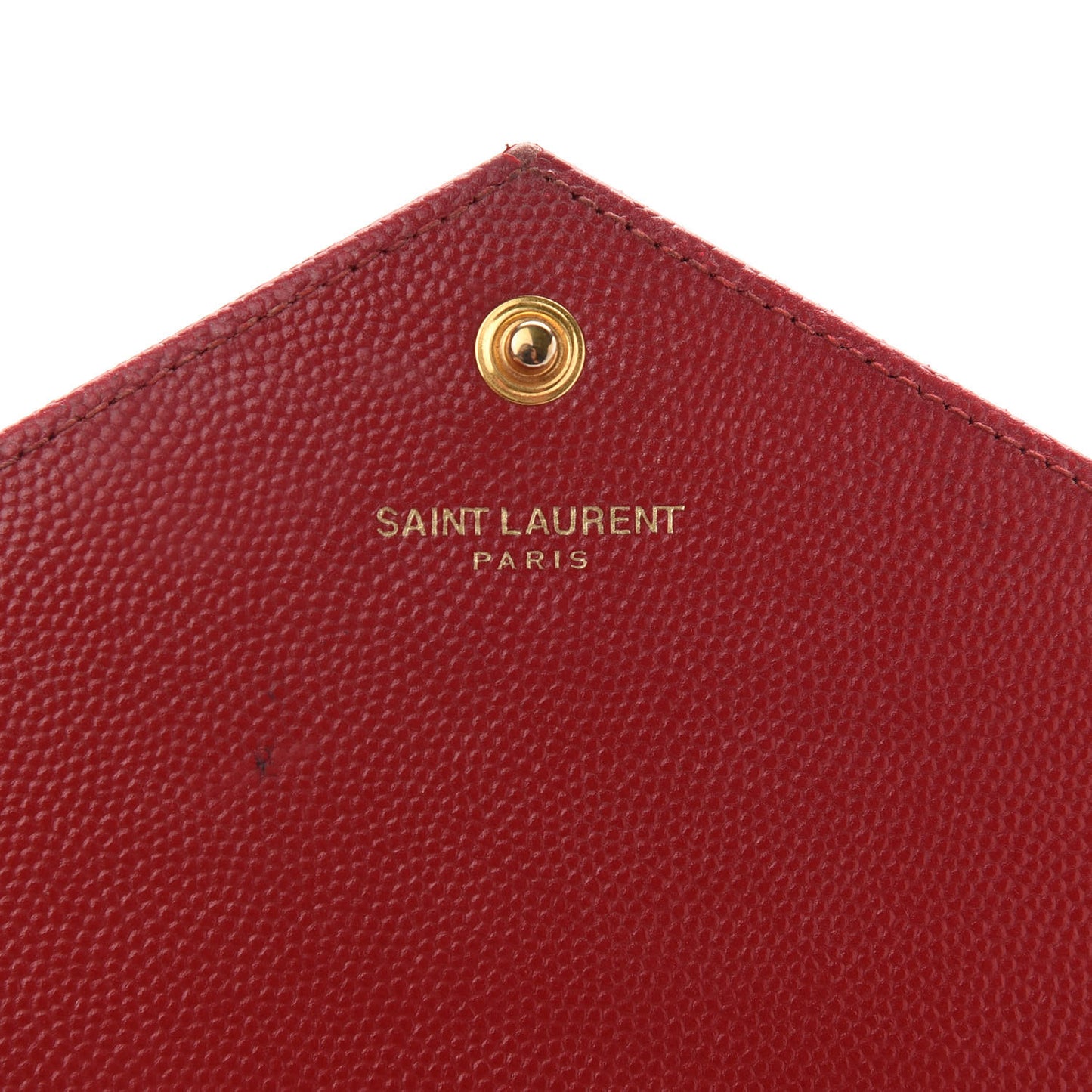 Grain De Poudre Matelasse Chevron Monogram Envelope Chain Wallet New Red