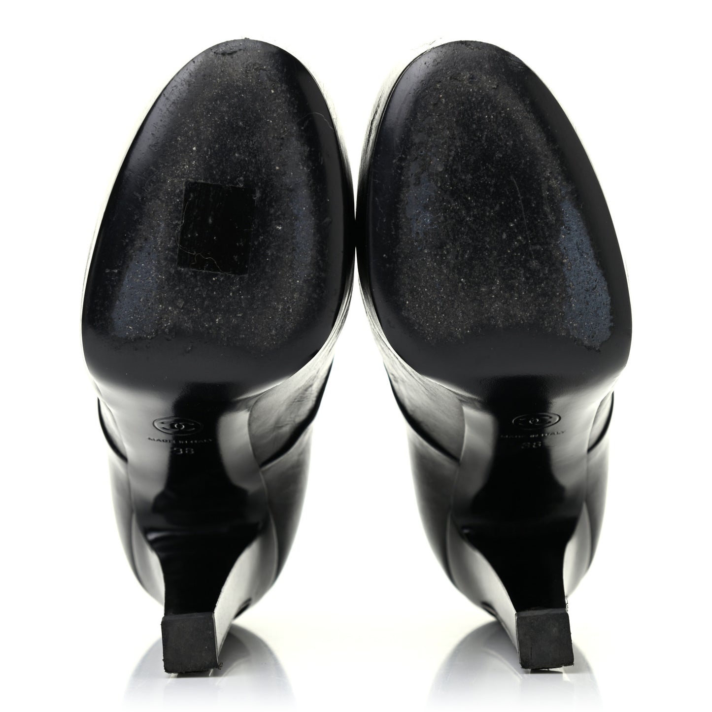 Glazed Calfskin Lace Up Ankle Booties 38 Black