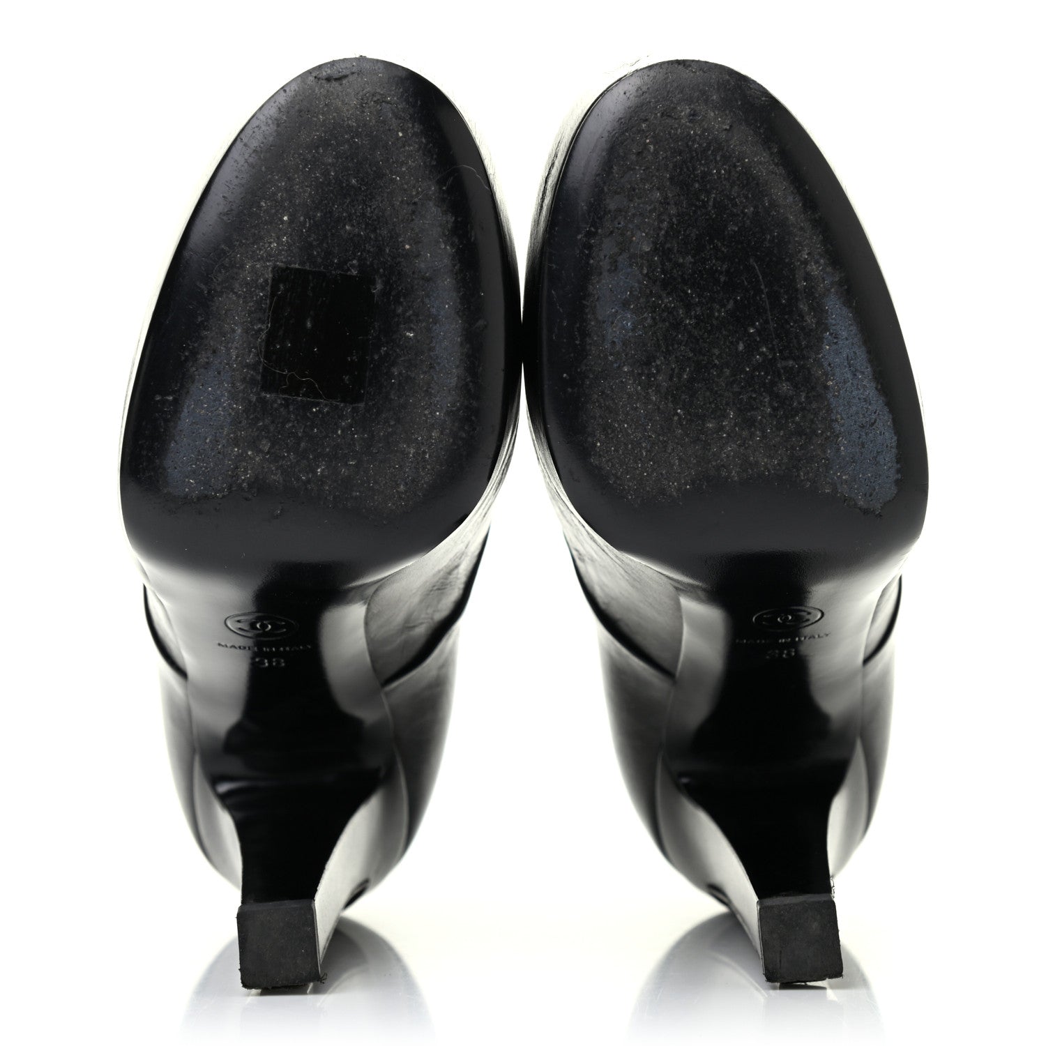Chanel Glazed Calfskin Lace Up Ankle Booties 38 Black 4 of 6