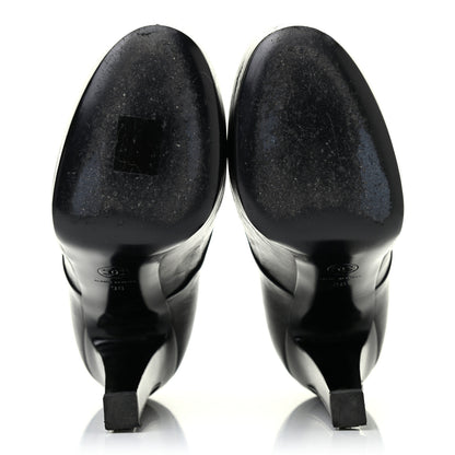Chanel Glazed Calfskin Lace Up Ankle Booties 38 Black 4 of 6