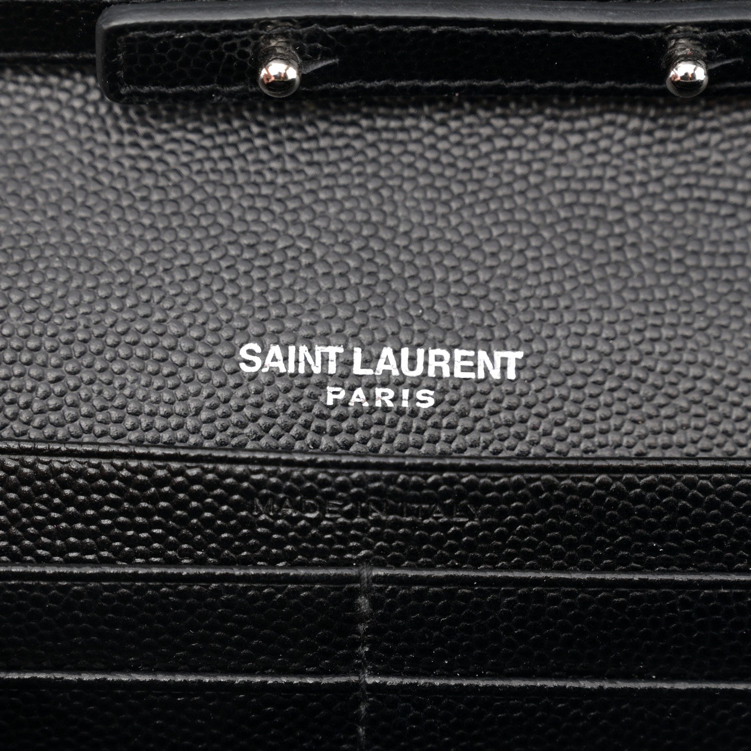 Saint Laurent Grain De Poudre Matelasse Chevron Monogram Chain Wallet Black 6 of 10