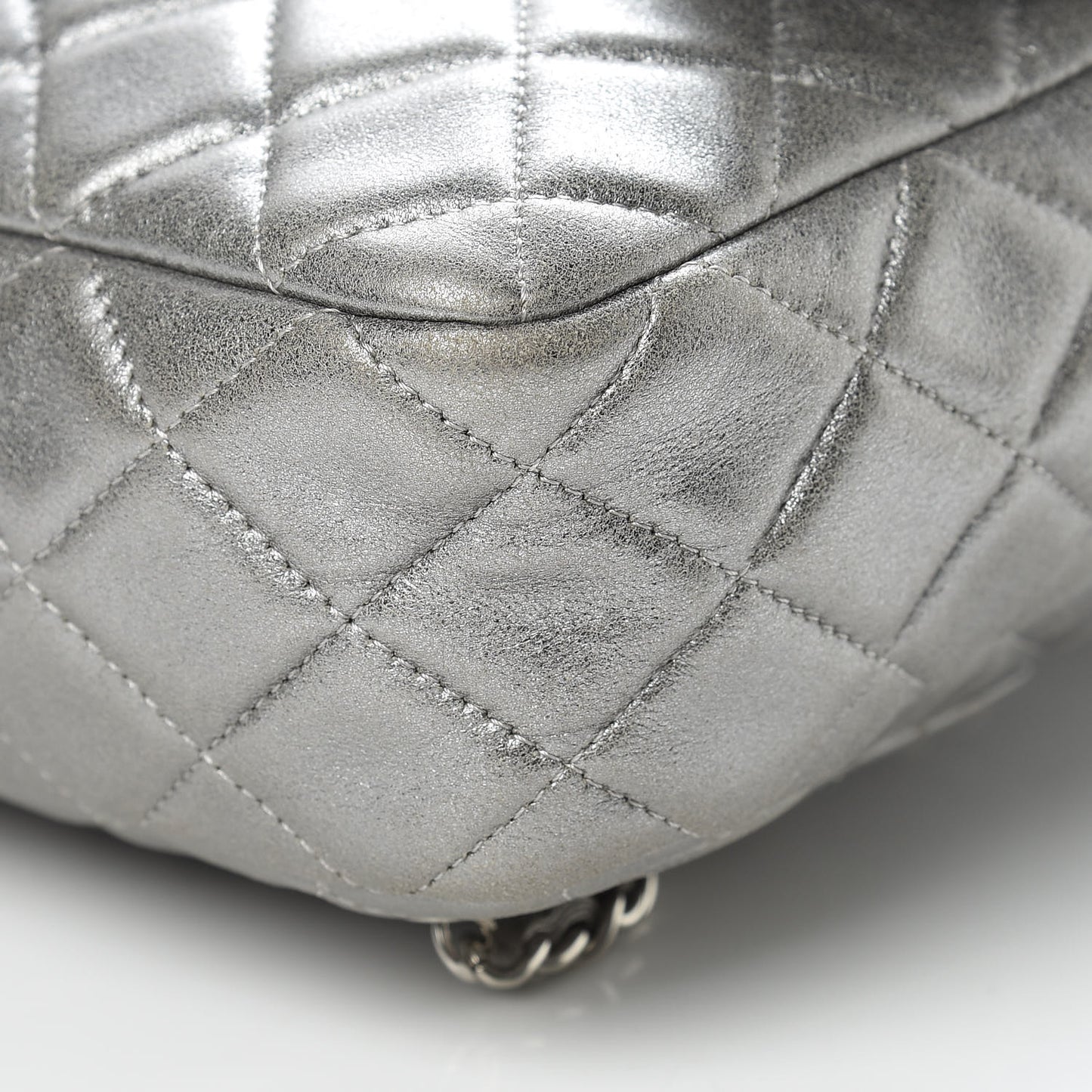 Metallic Lambskin Quilted Small In Seoul Backpack Silver