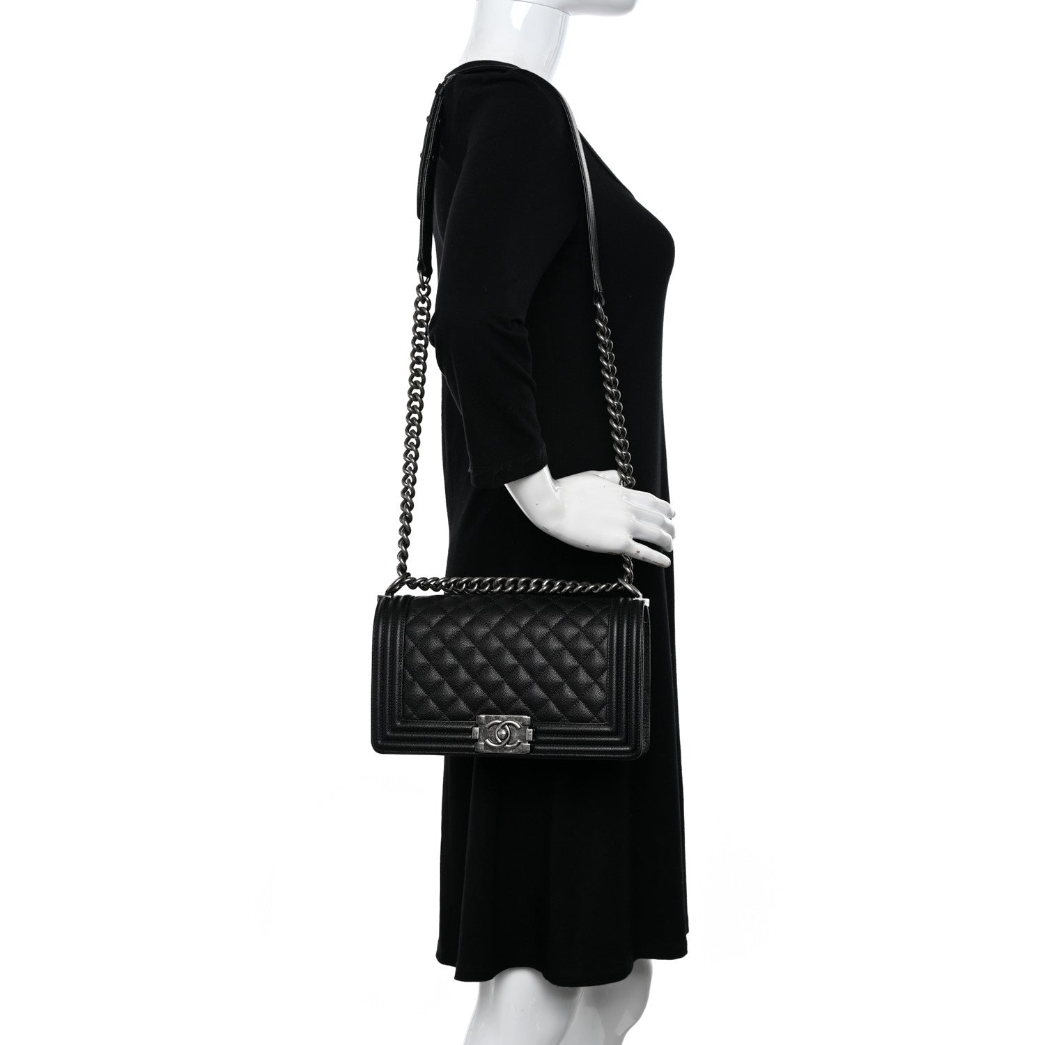 Chanel Caviar Quilted Medium Boy Flap Black 2 of 10