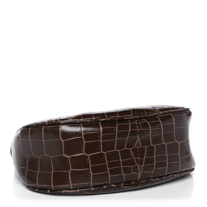 Tom Ford Calfskin Crocodile Embossed Mini Bianca Hobo Chestnut 3 of 9