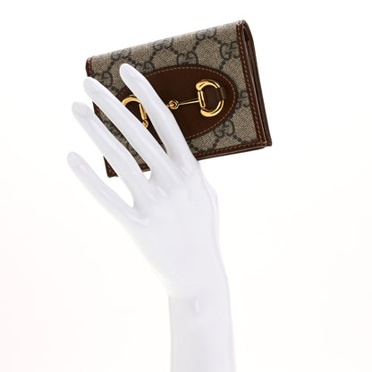Gucci GG Supreme Monogram Horsebit 1955 Card Case Wallet Beige Ebony Brown Sugar 2 of 9