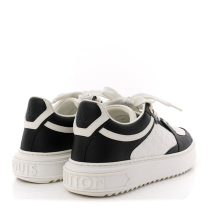 Louis Vuitton Monogram Embossed Calfskin Time Out Sneakers 38 White Black 5 of 12