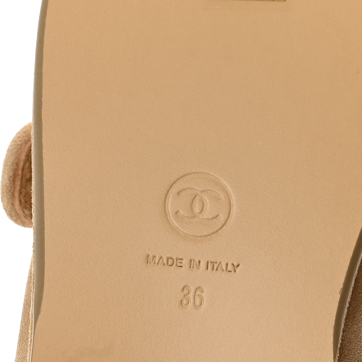 Suede Cap Toe CC Mary Jane Flats 36 Beige