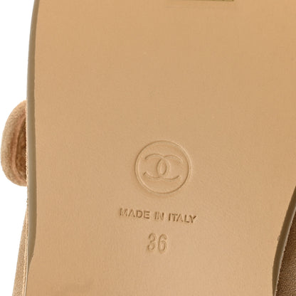 Chanel Suede Cap Toe CC Mary Jane Flats 36 Beige 7 of 10