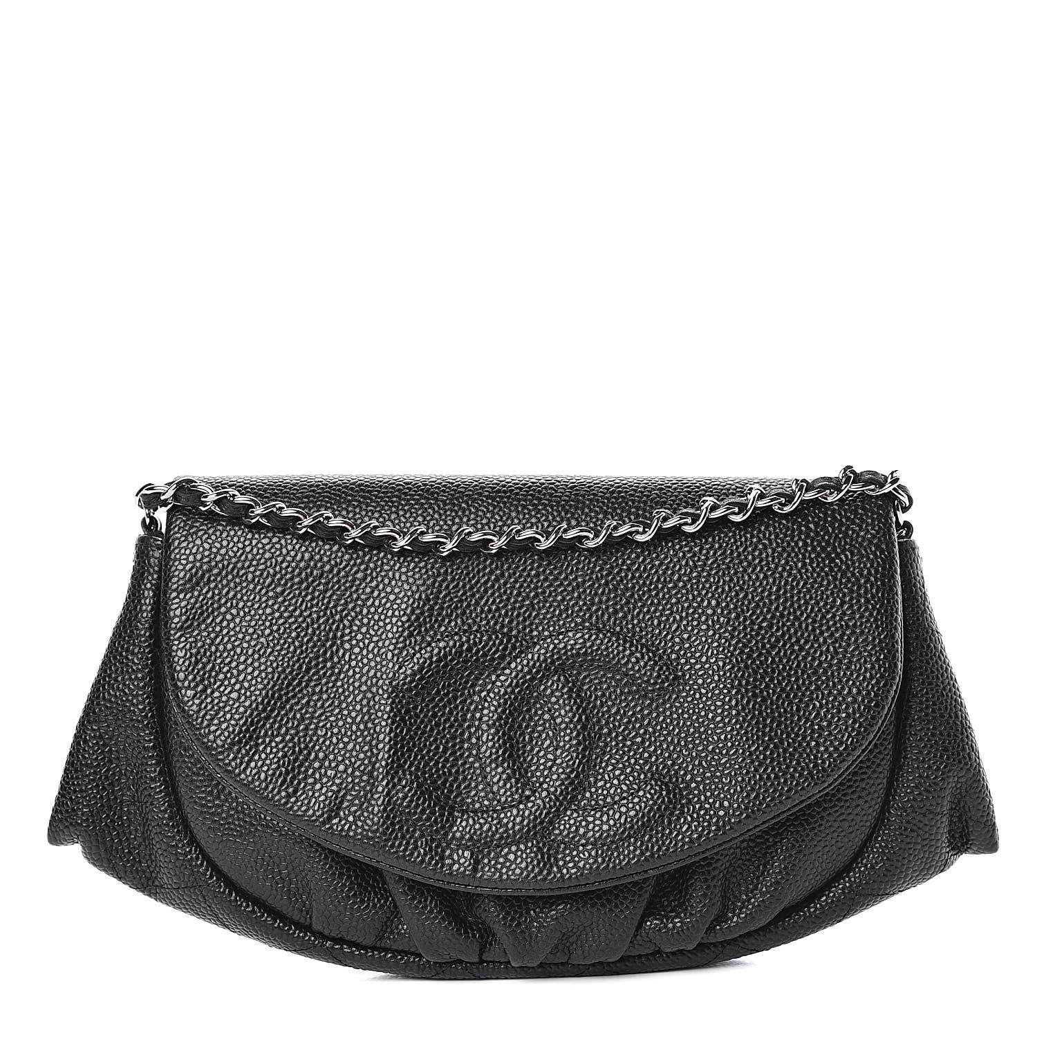 Chanel Caviar Half Moon Wallet On Chain WOC Black 1 of 11