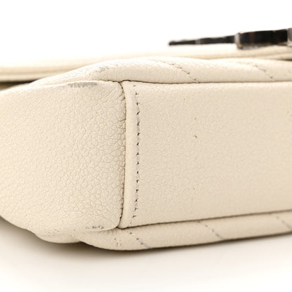 Saint Laurent Grained Calfskin Matelassé Chevron Monogram Classic Baby Chain Bag White 9 of 14