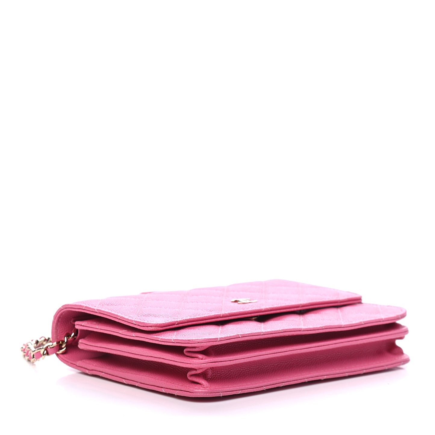 Caviar Quilted Square Wallet On Chain WOC Pink