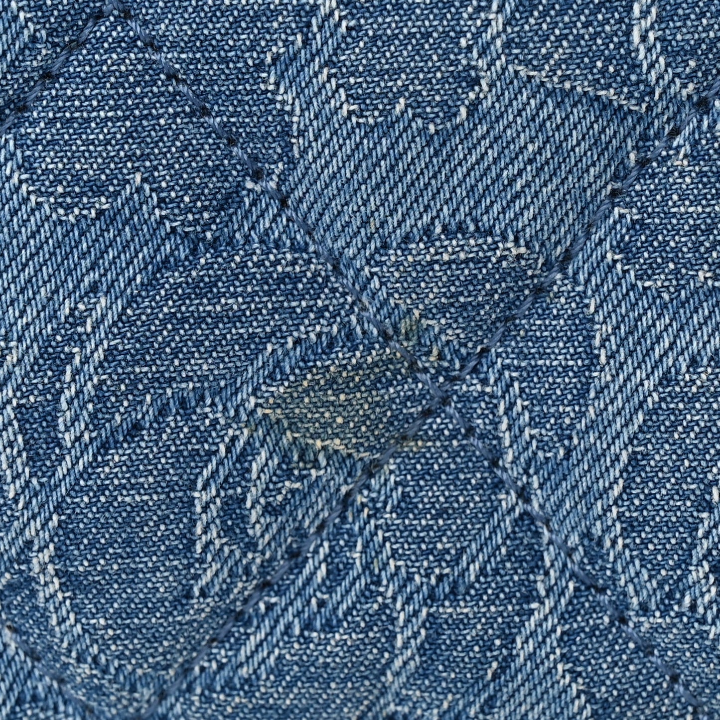 Denim Quilted Camellia Sweetheart Mini Flap Blue