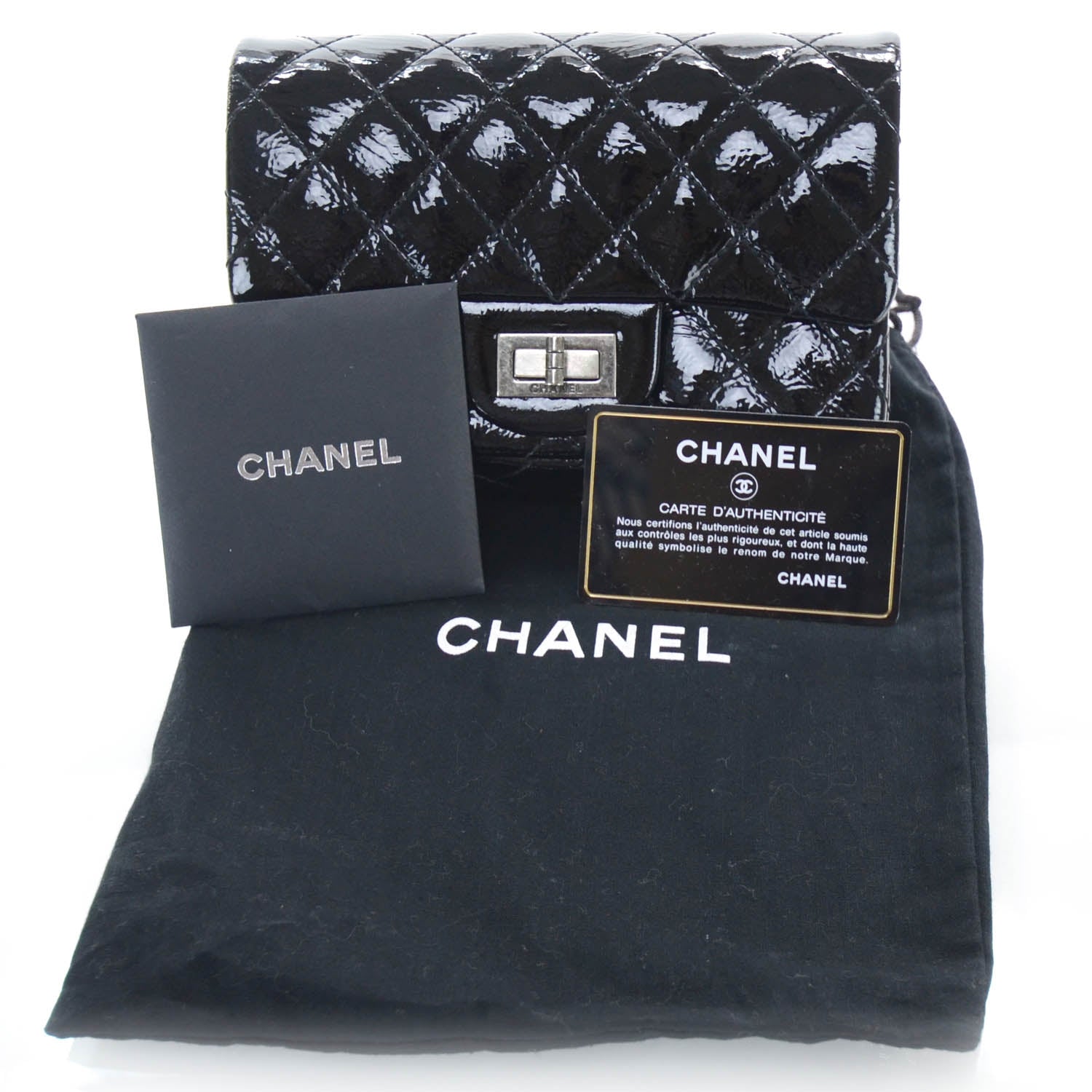 Chanel Patent Quilted Reissue Flap Clutch Bag Black 10 of 11