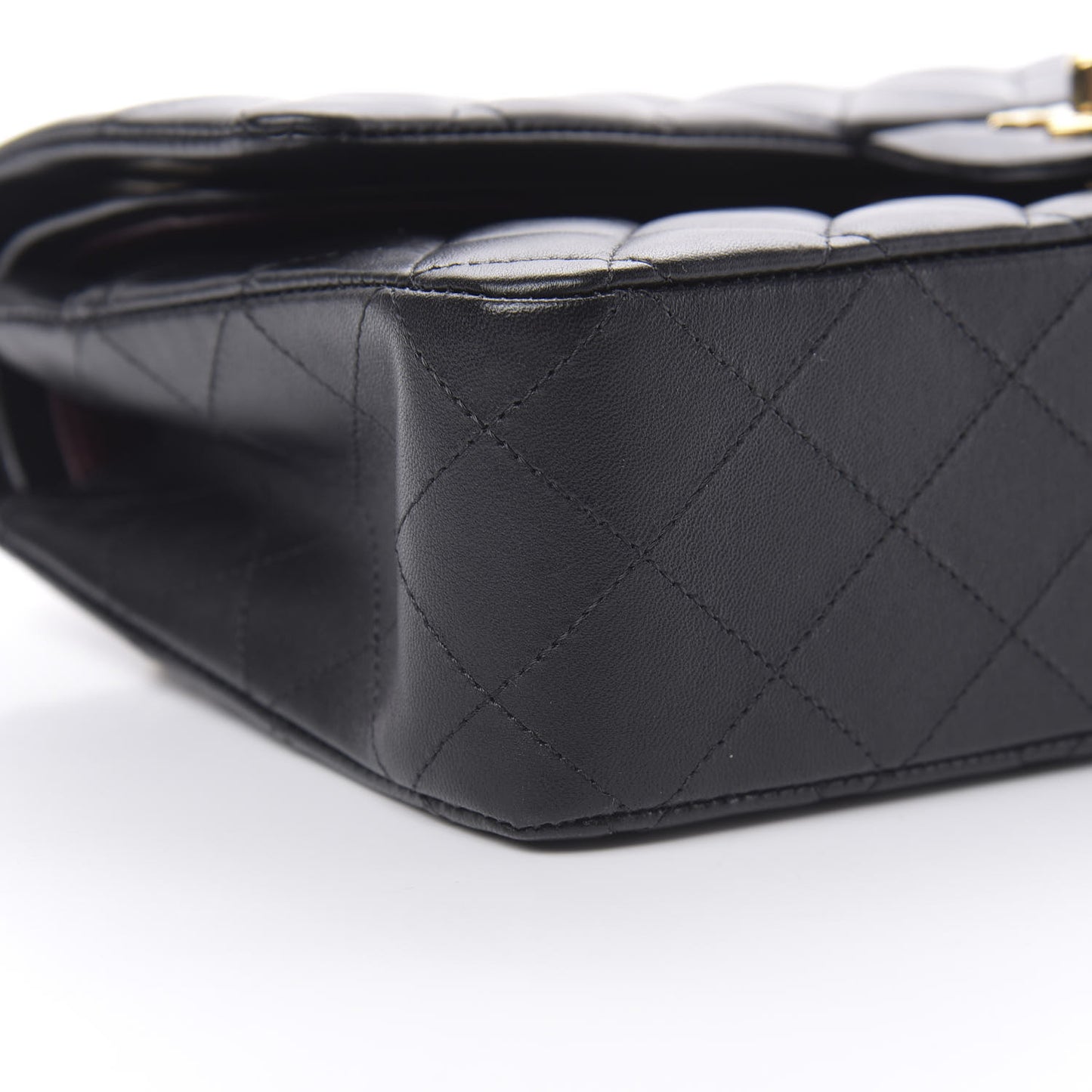 Lambskin Quilted Medium Double Flap Black