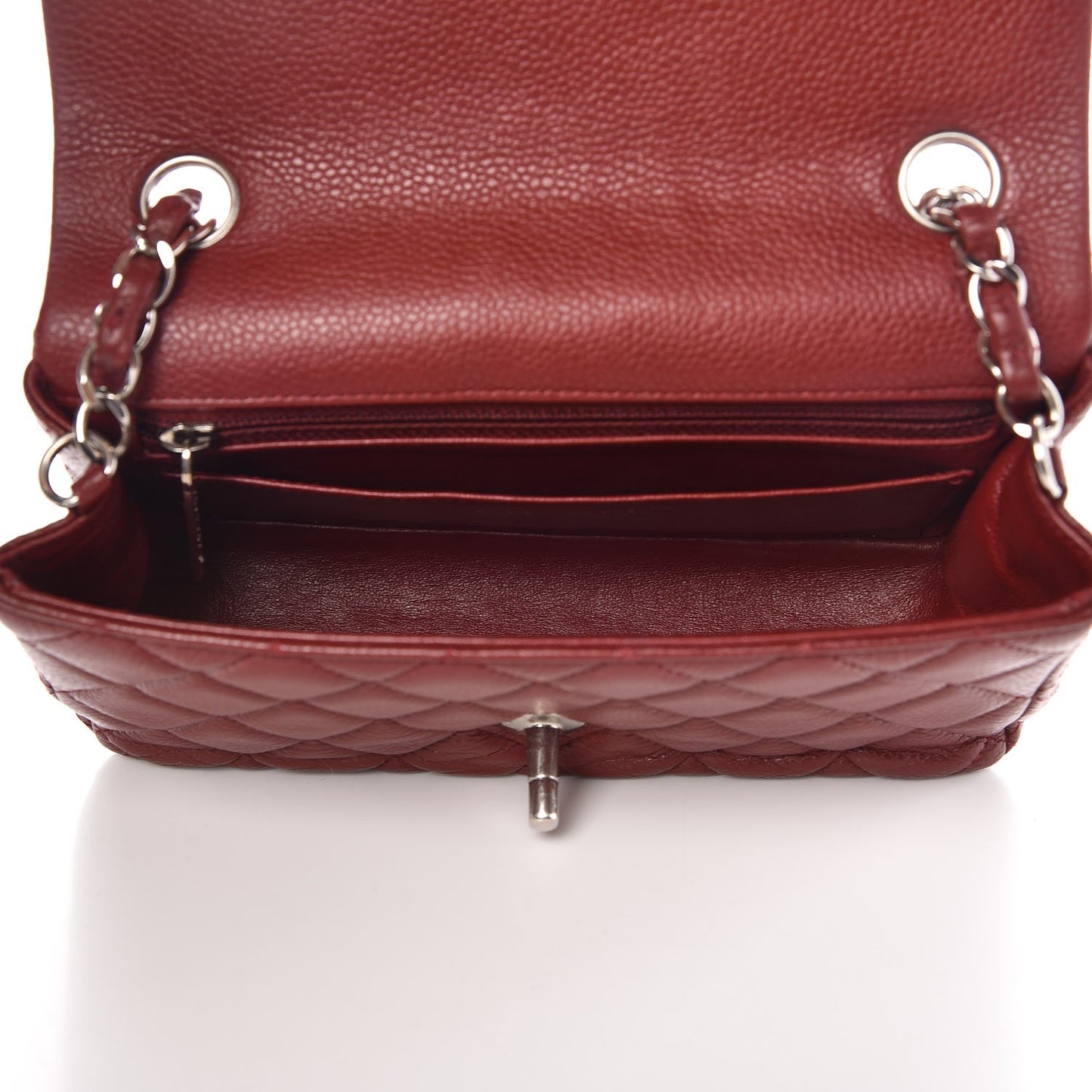Caviar Quilted Mini Rectangular Flap Burgundy
