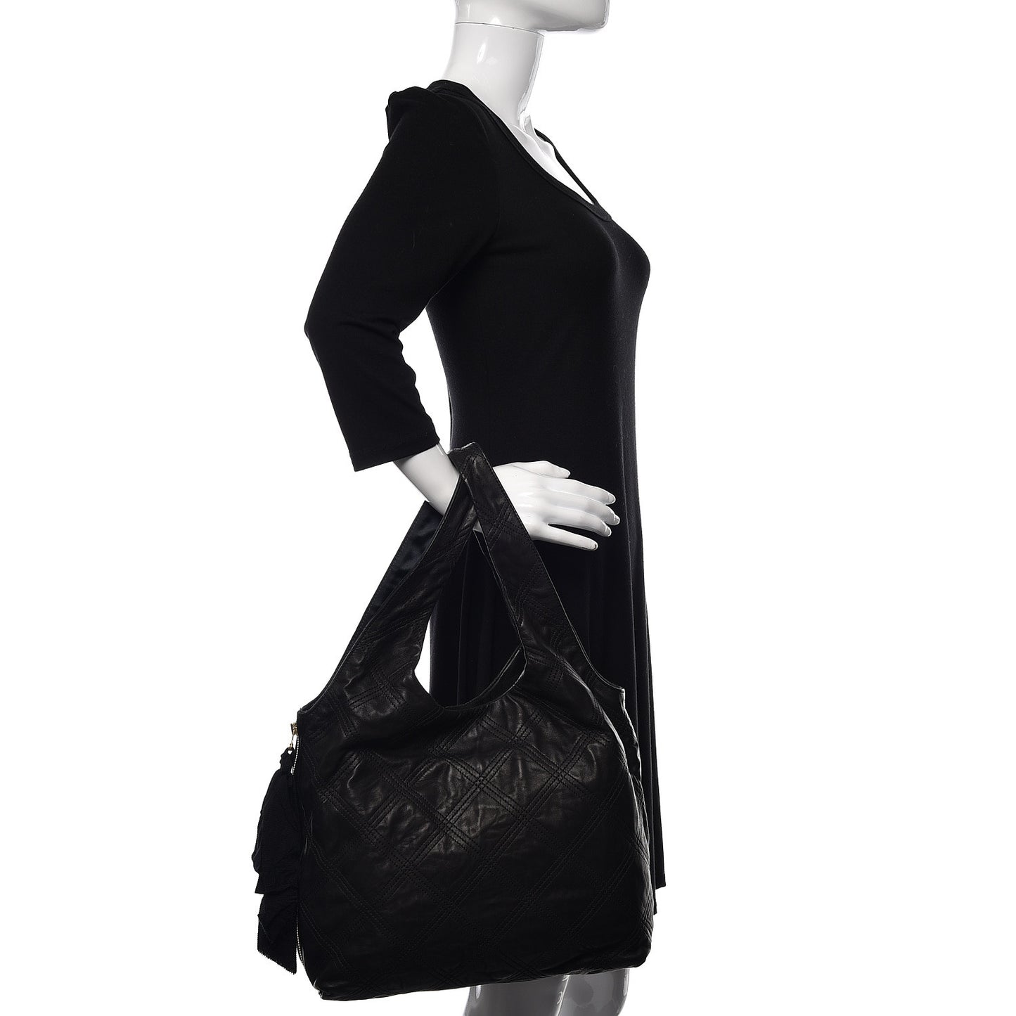 Lambskin Stitched Tote Black