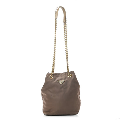 Prada Tessuto Nylon Chain Shoulder Bag Brown 1 of 23