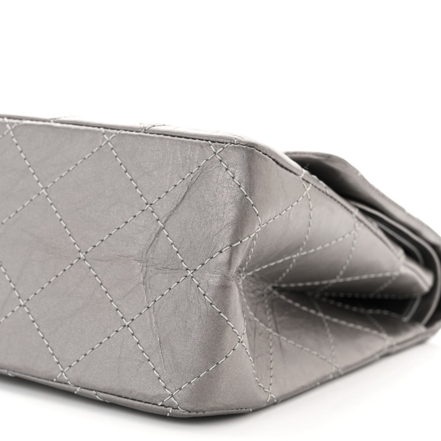 Metallic Aged Calfskin Quilted 2.55 Reissue 227 Flap Argent Fonce